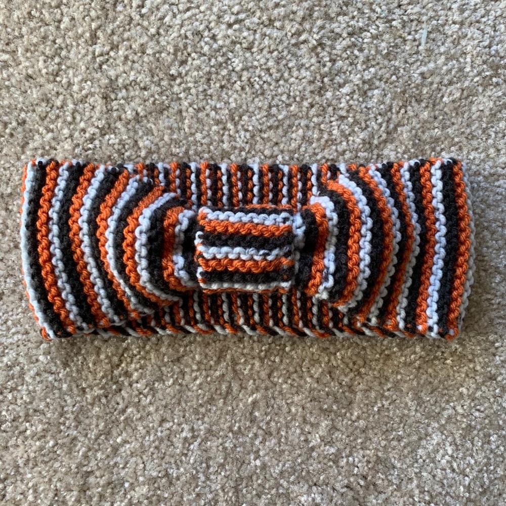 NEW Handmade Orange & Black Stripe Knit Headband